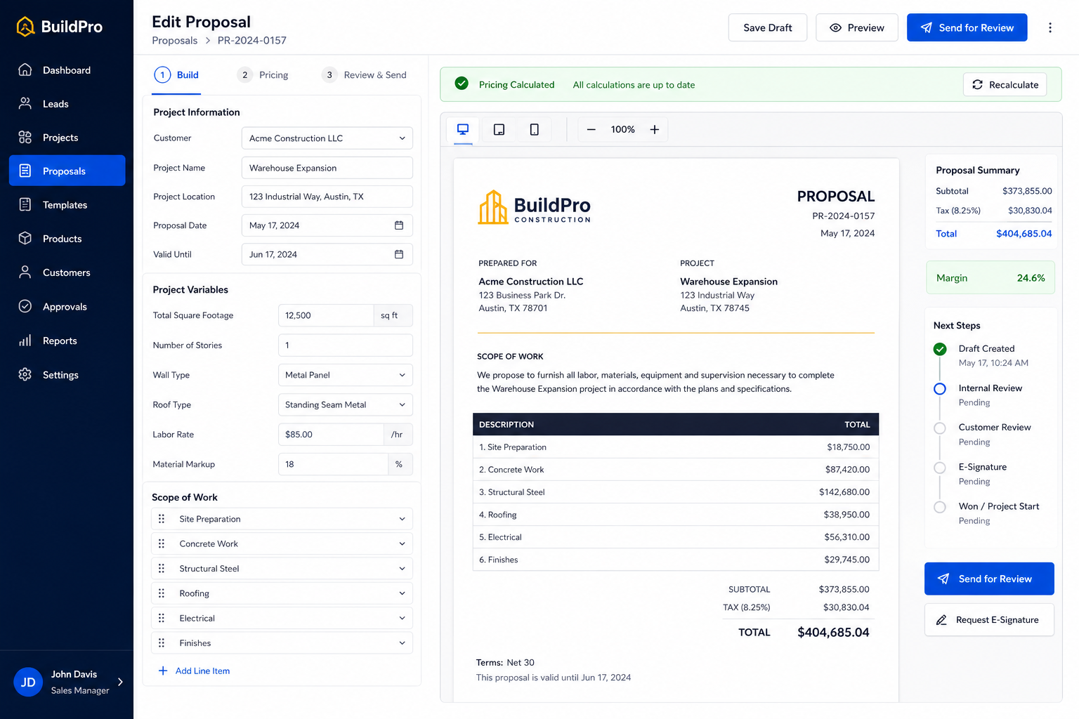 Proposal & Quote Automation Screenshot