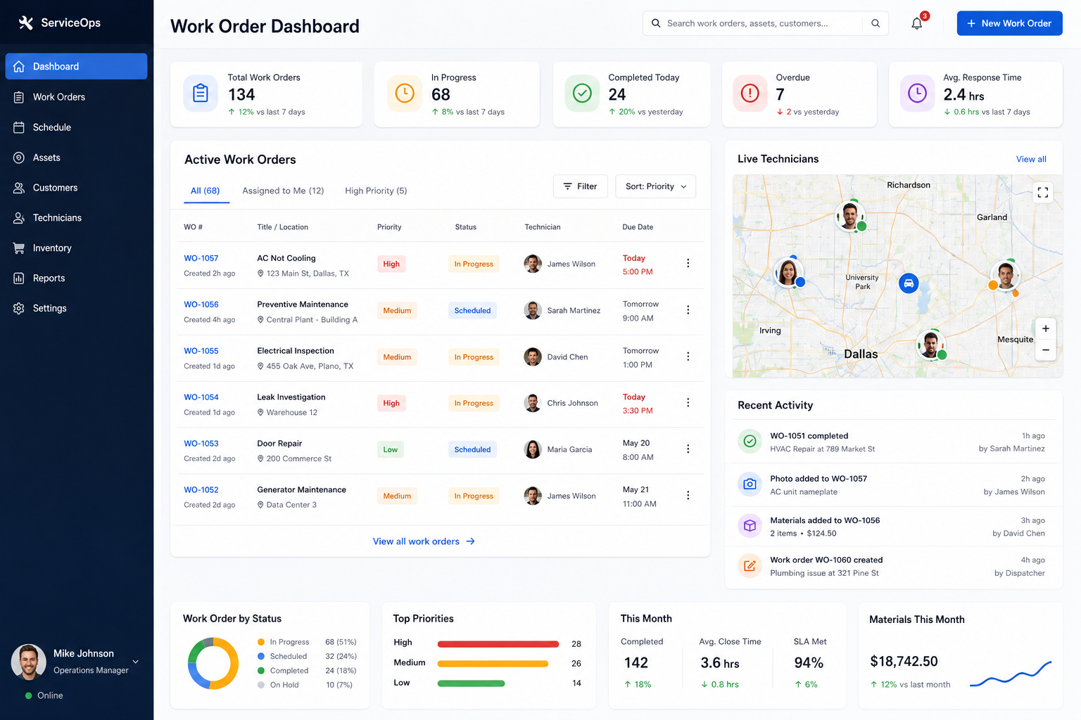 Work Order Management Systems Screenshot
